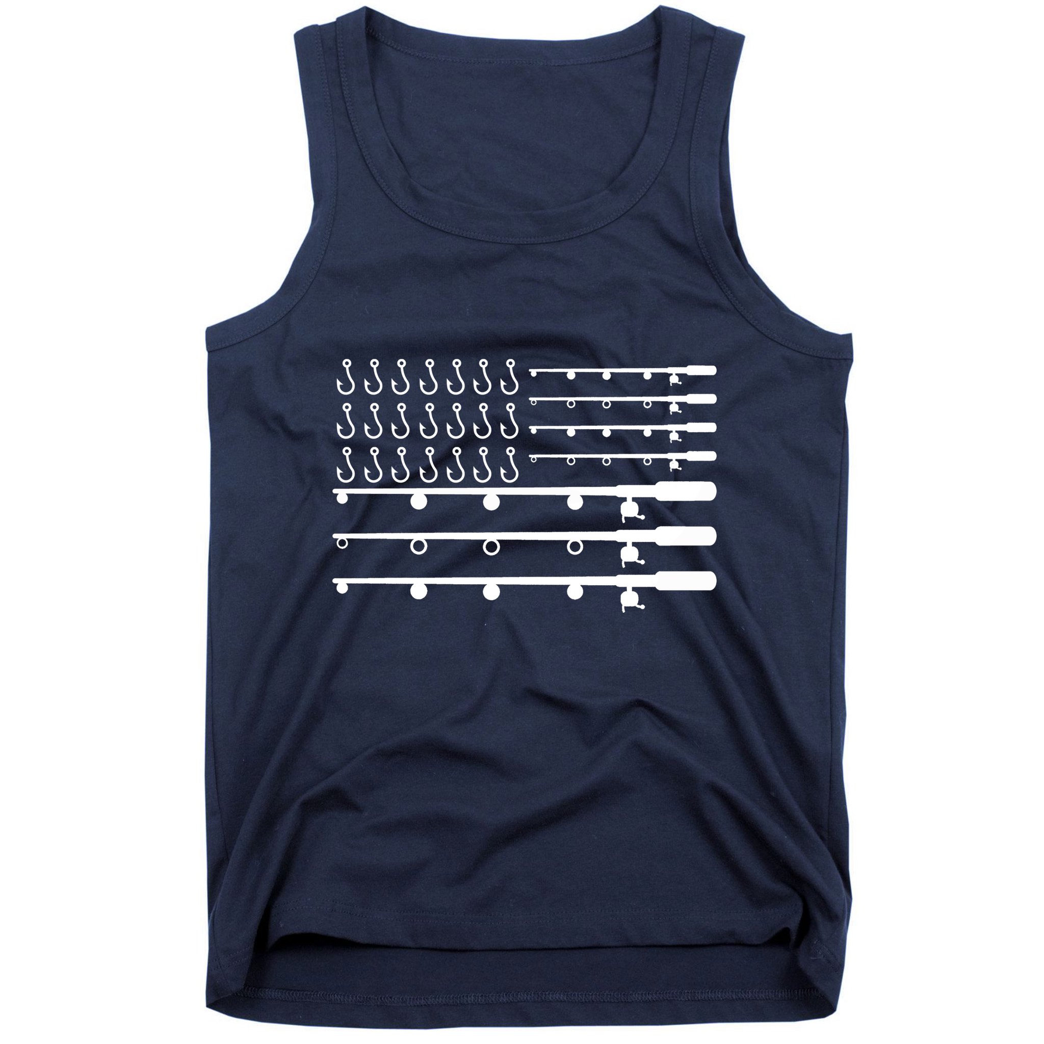 Fishing American Flag Fisherman Rods Tank Top
