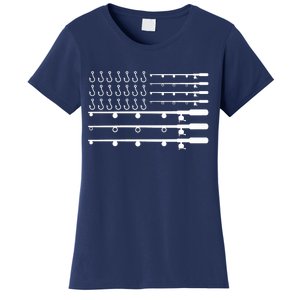 Fishing American Flag Fisherman Rods Women's T-Shirt