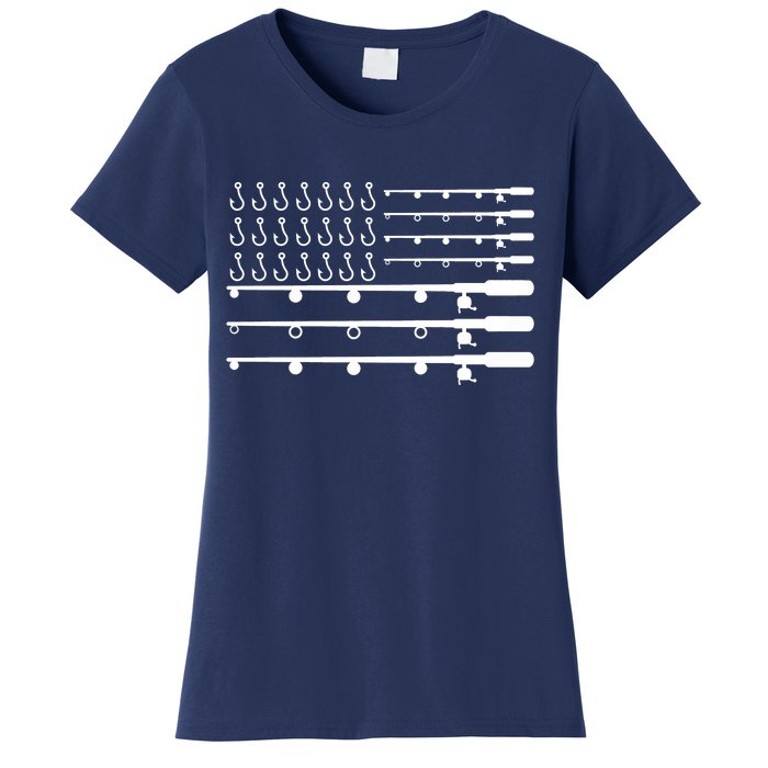 Fishing American Flag Fisherman Rods Women's T-Shirt