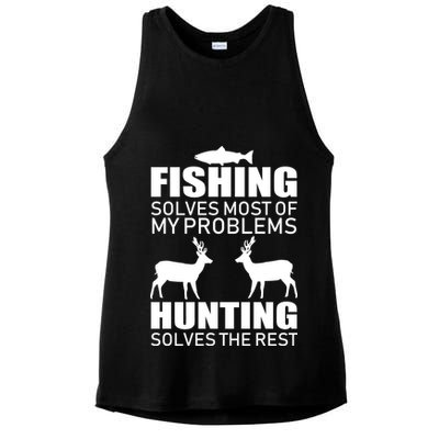 Fishing And Hunting Solves My Problems Ladies PosiCharge Tri-Blend Wicking Tank