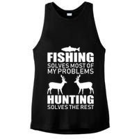 Fishing And Hunting Solves My Problems Ladies PosiCharge Tri-Blend Wicking Tank