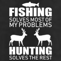 Fishing And Hunting Solves My Problems 7 Panel Mesh Trucker Snapback Hat