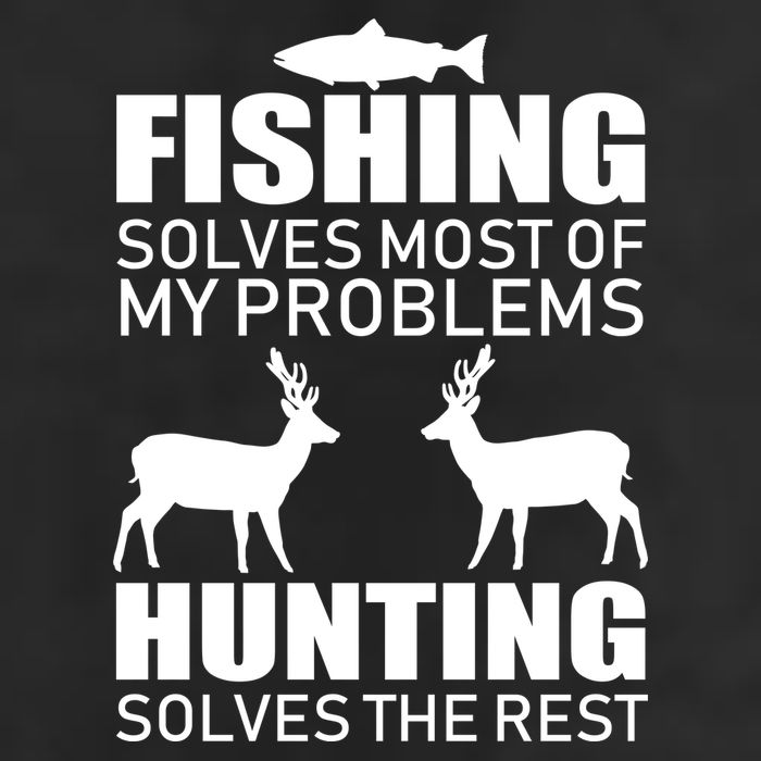 Fishing And Hunting Solves My Problems 7 Panel Mesh Trucker Snapback Hat