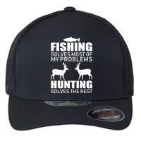 Fishing And Hunting Solves My Problems Flexfit Unipanel Trucker Cap