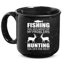 Fishing And Hunting Solves My Problems 15oz Campfire Ceramic Mug