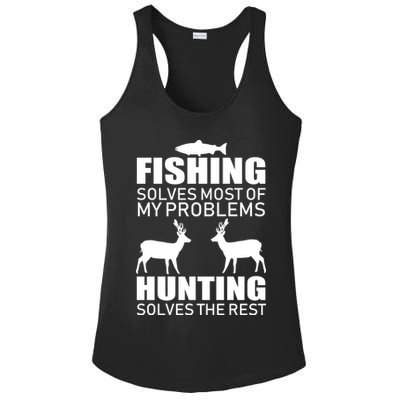 Fishing And Hunting Solves My Problems Ladies PosiCharge Competitor Racerback Tank