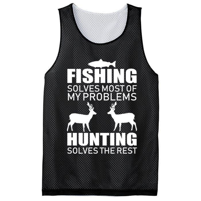 Fishing And Hunting Solves My Problems Mesh Reversible Basketball Jersey Tank