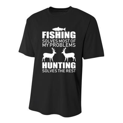 Fishing And Hunting Solves My Problems Youth Performance Sprint T-Shirt