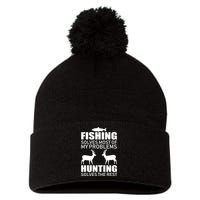 Fishing And Hunting Solves My Problems Pom Pom 12in Knit Beanie