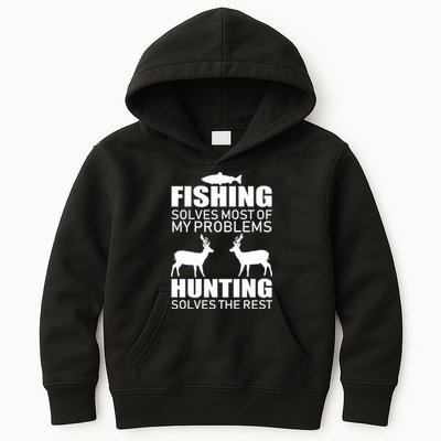 Fishing And Hunting Solves My Problems Kids Hoodie