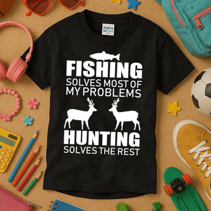 Fishing And Hunting Solves My Problems Kids T-Shirt