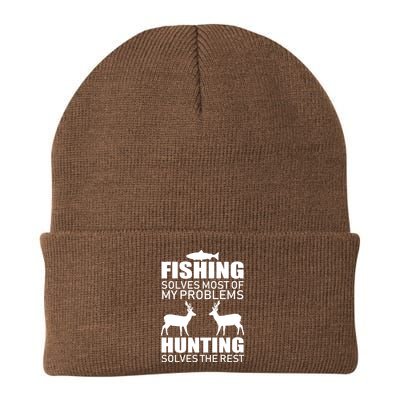 Fishing And Hunting Solves My Problems Knit Cap Winter Beanie