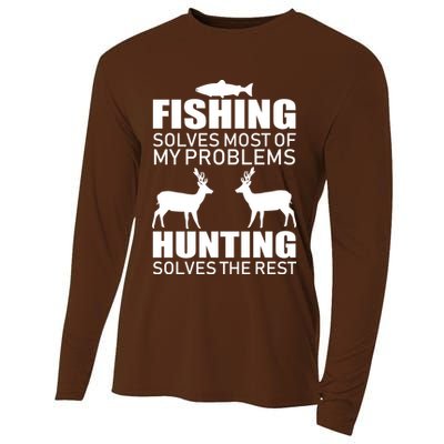 Fishing And Hunting Solves My Problems Cooling Performance Long Sleeve Crew