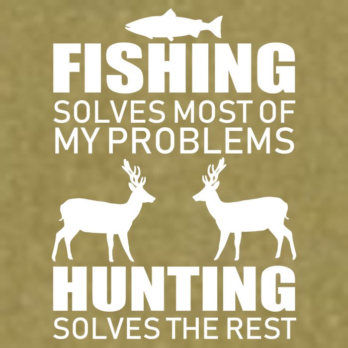 Fishing And Hunting Solves My Problems Garment-Dyed Women's Muscle Tee