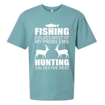 Fishing And Hunting Solves My Problems Sueded Cloud Jersey T-Shirt