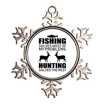 Fishing And Hunting Solves My Problems Metallic Star Ornament