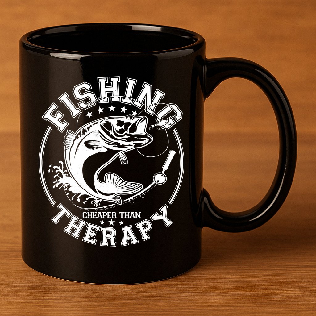 Fishing Cheaper Than Therapy 11oz C Handle Ceramic Mug