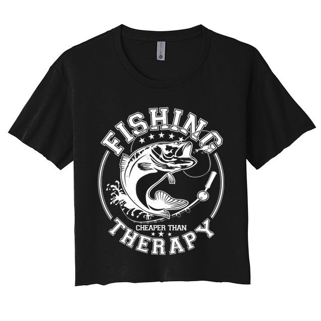 Fishing Cheaper Than Therapy Crop Top