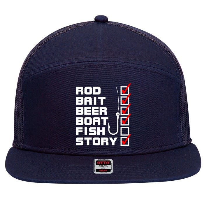 Fishing Check list Everything Checked But Fish 7 Panel Mesh Trucker Snapback Hat