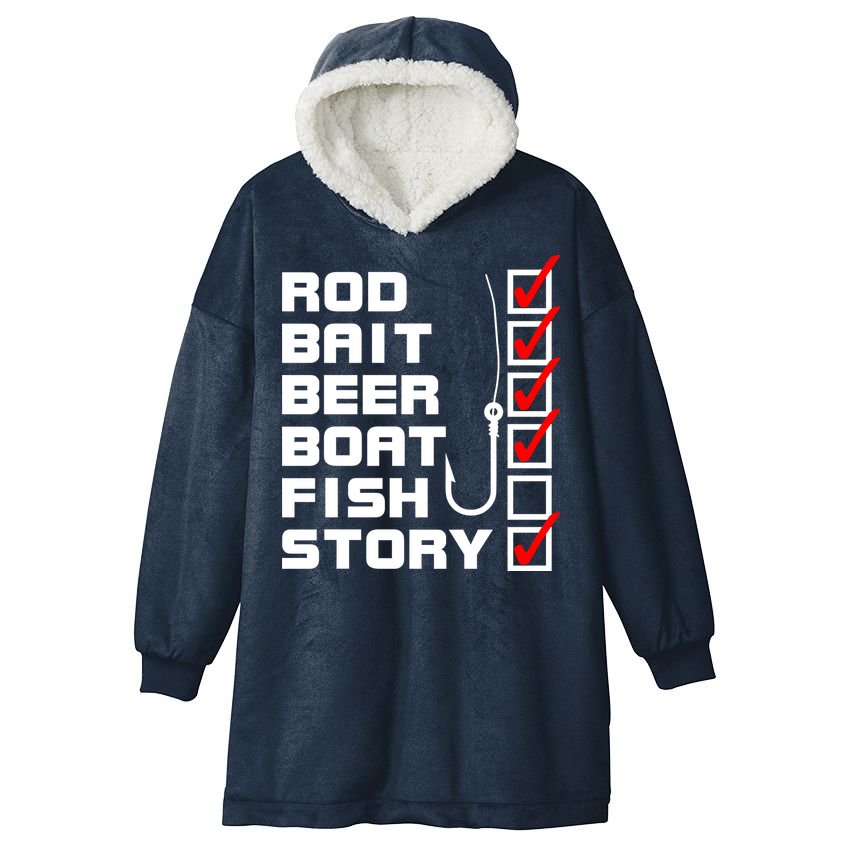 Fishing Check list Everything Checked But Fish Hooded Wearable Blanket