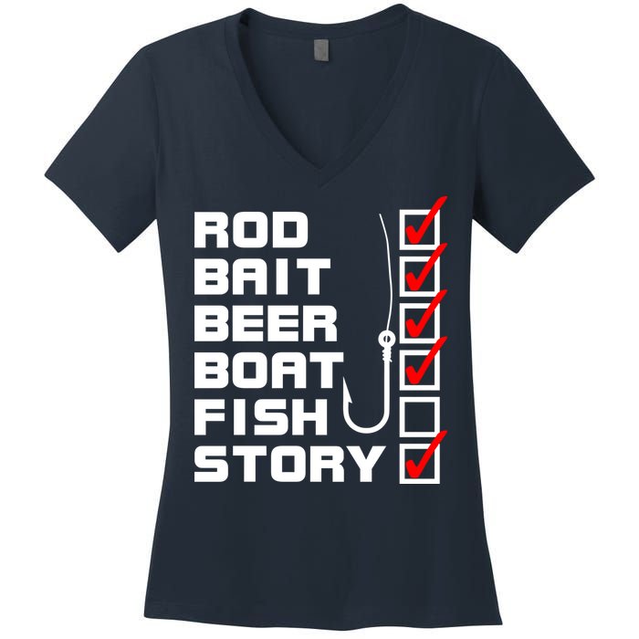 Fishing Check list Everything Checked But Fish Women's V-Neck T-Shirt