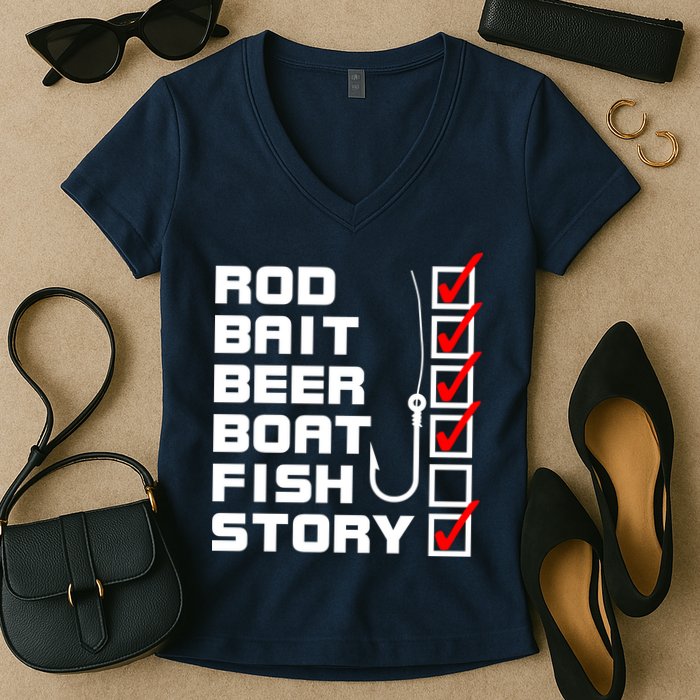 Fishing Check list Everything Checked But Fish Women's V-Neck T-Shirt