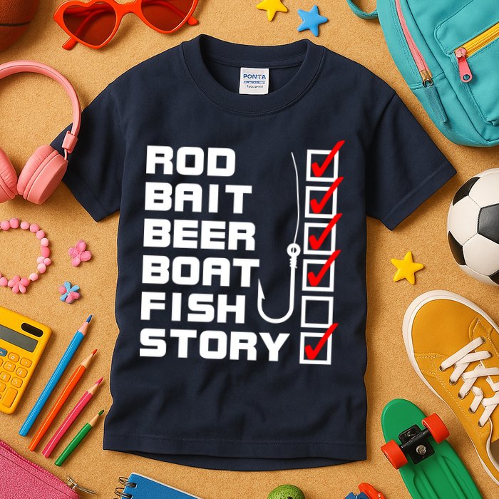 Fishing Check list Everything Checked But Fish Kids T-Shirt