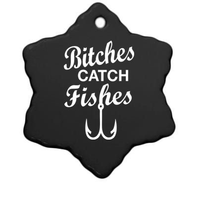 Fishing Girls Funny Ceramic Star Ornament