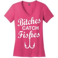 Fishing Girls Funny Women's V-Neck T-Shirt