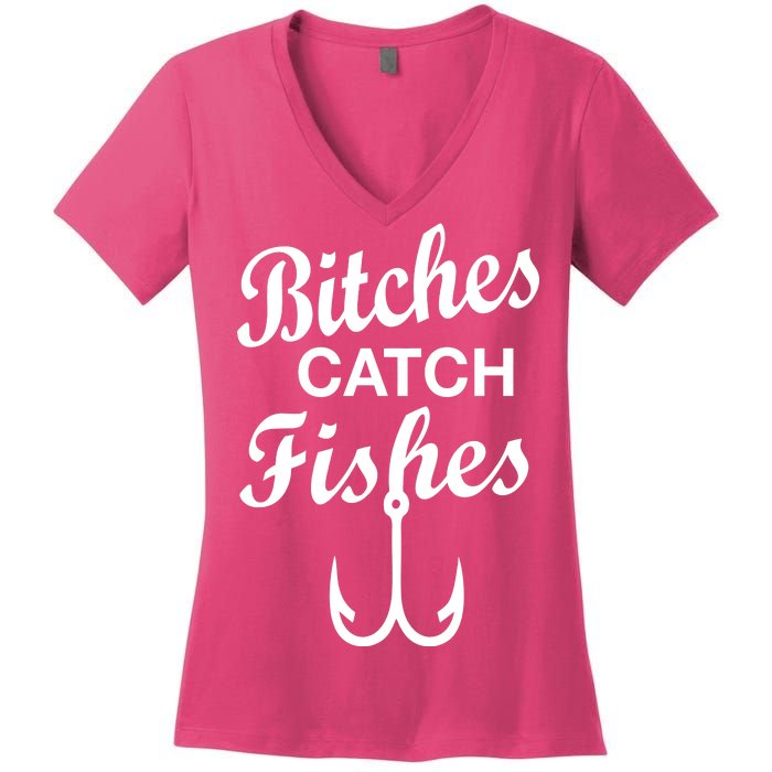 Fishing Girls Funny Women's V-Neck T-Shirt