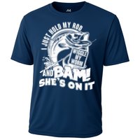 Fishing I Just Hold My Rod And Wiggle My Worm Cooling Performance Crew T-Shirt