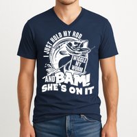 Fishing I Just Hold My Rod And Wiggle My Worm V-Neck T-Shirt