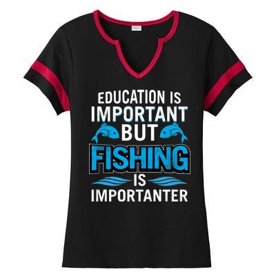 Fishing Is Important Ladies Halftime Notch Neck Tee