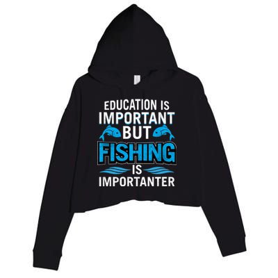 Fishing Is Important Crop Fleece Hoodie