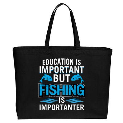 Fishing Is Important Cotton Canvas Jumbo Tote