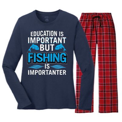 Fishing Is Important Women's Long Sleeve Flannel Pajama Set 