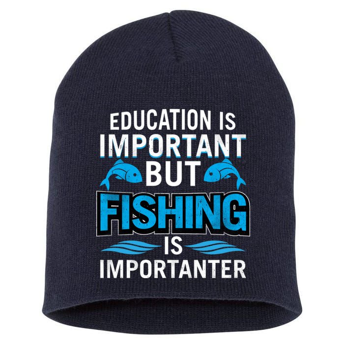 Fishing Is Important Short Acrylic Beanie