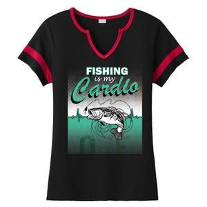 Fishing Is My Cardio Ladies Halftime Notch Neck Tee