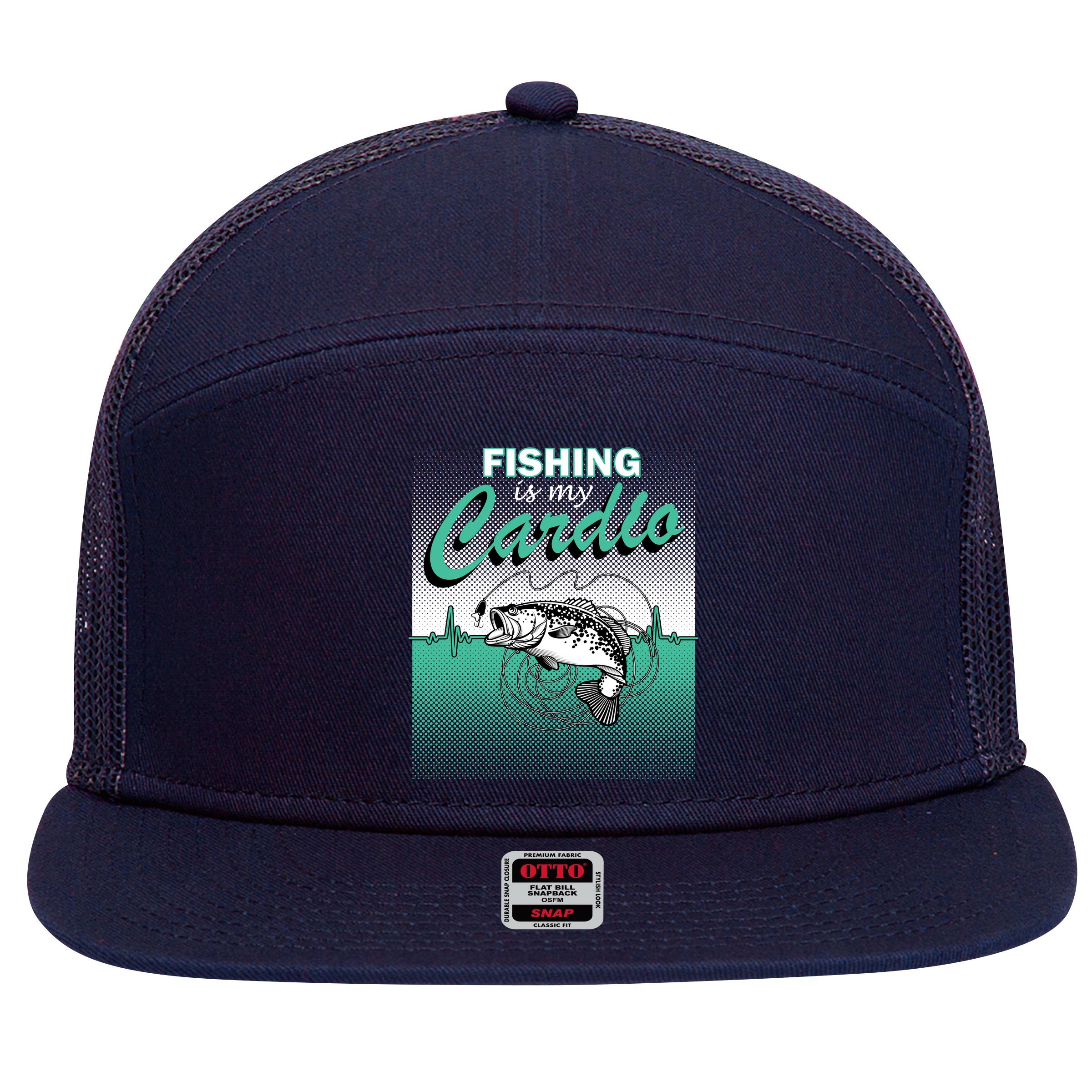 Fishing Is My Cardio 7 Panel Mesh Trucker Snapback Hat