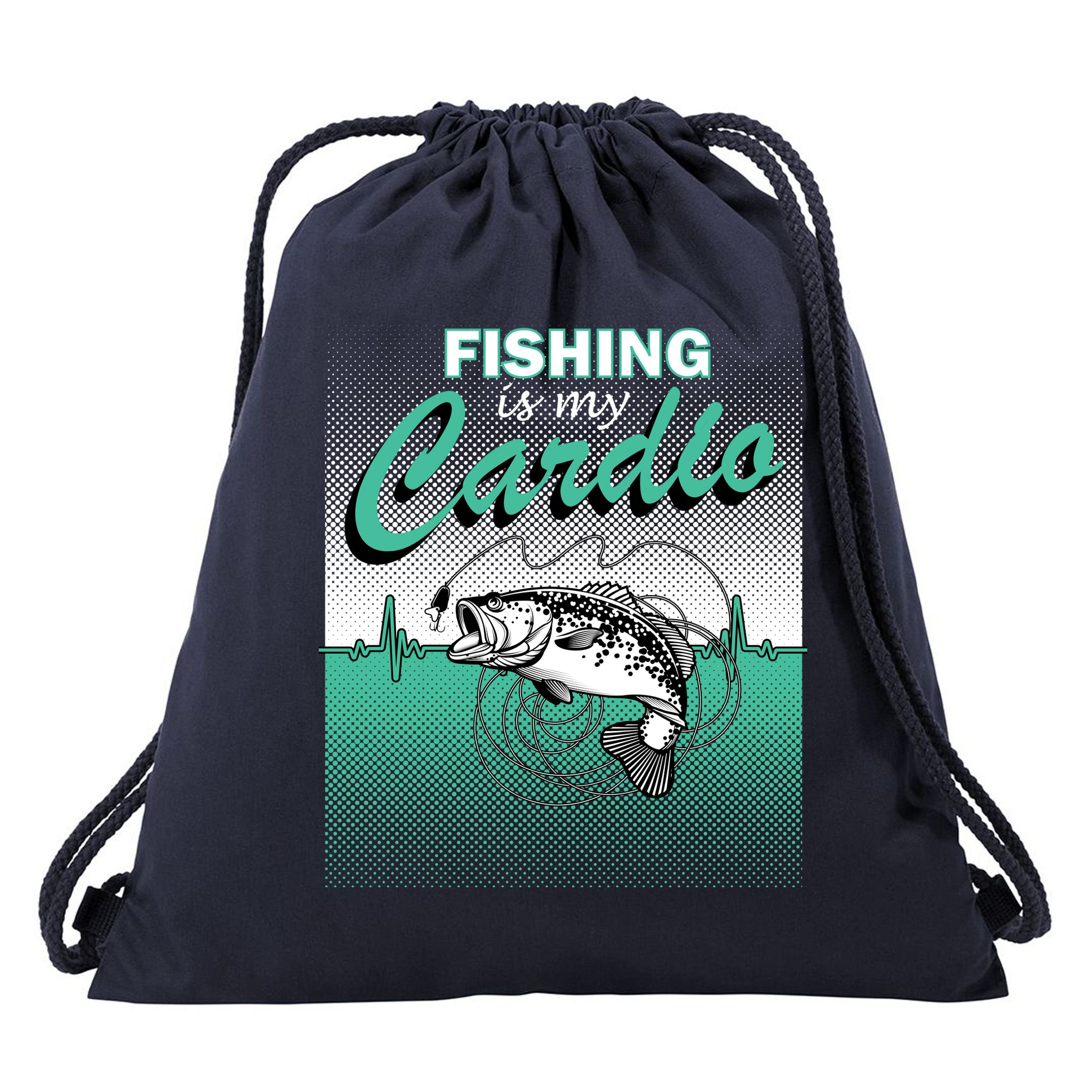 Fishing Is My Cardio Drawstring Bag