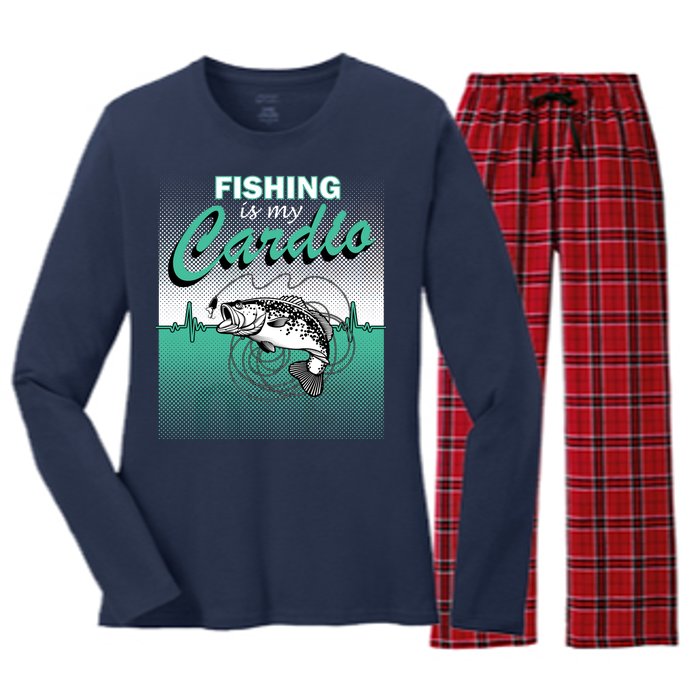 Fishing Is My Cardio Women's Long Sleeve Flannel Pajama Set 