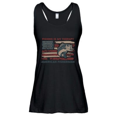 Fishing Is My Therapy American Fisherman Ladies Essential Flowy Tank