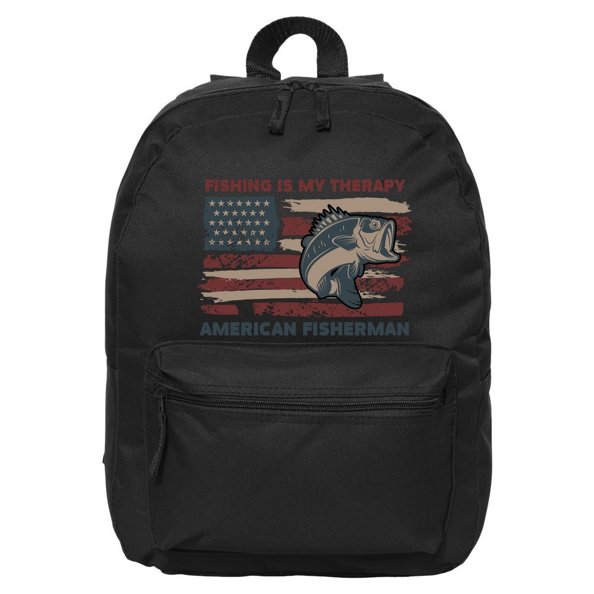 Fishing Is My Therapy American Fisherman 16 in Basic Backpack
