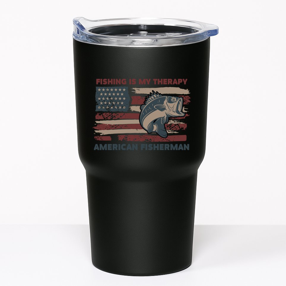 Fishing Is My Therapy American Fisherman Tumbler