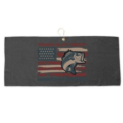 Fishing Is My Therapy American Fisherman Large Microfiber Waffle Golf Towel