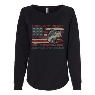 Fishing Is My Therapy American Fisherman Womens California Wash Sweatshirt