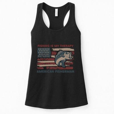 Fishing Is My Therapy American Fisherman Womens Tank Top