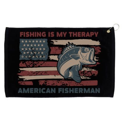 Fishing Is My Therapy American Fisherman Grommeted Golf Towel