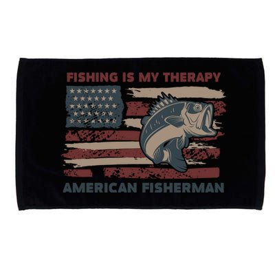 Fishing Is My Therapy American Fisherman Microfiber Hand Towel