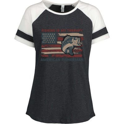 Fishing Is My Therapy American Fisherman Enza Ladies Jersey Colorblock Tee